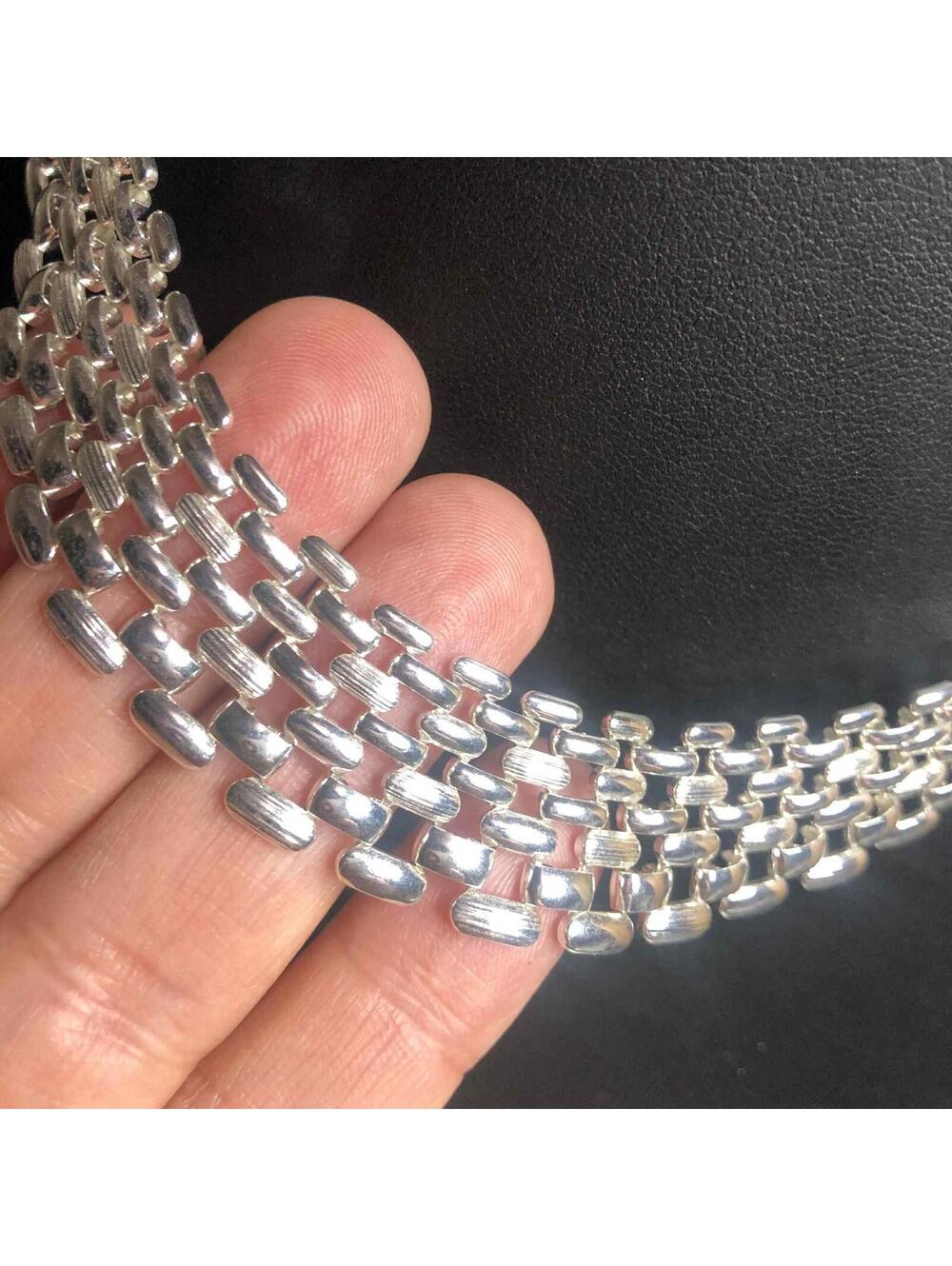 6582 NAPIER Signed silver tone mesh collar Necklace 16" long - Picture 2 of 4